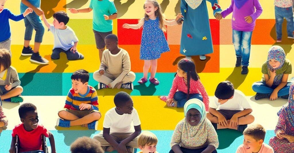 Niñas y niños jugando juntos.